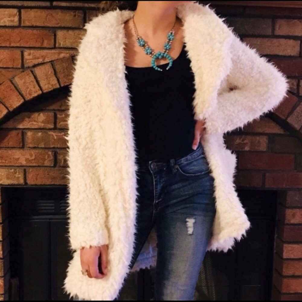 Ivory Teddy Bear Coat - Picture 2 of 12